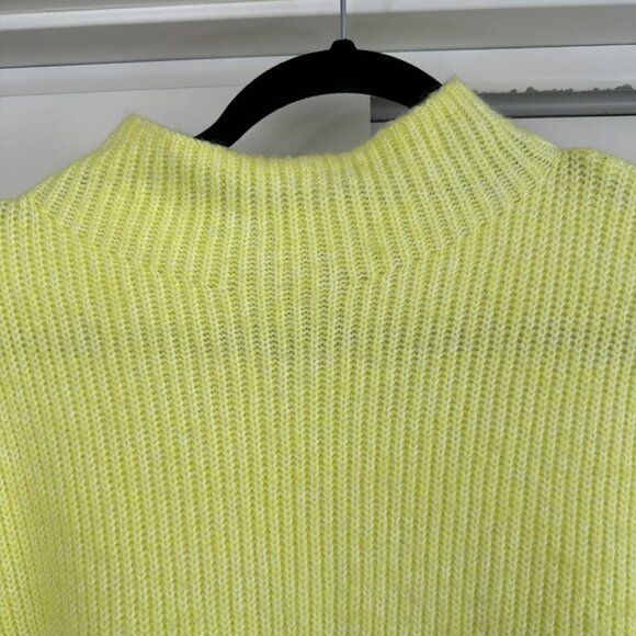 Bright Yellow Ribbed Mock Neck Sweater - Large - Picture 3 of 10